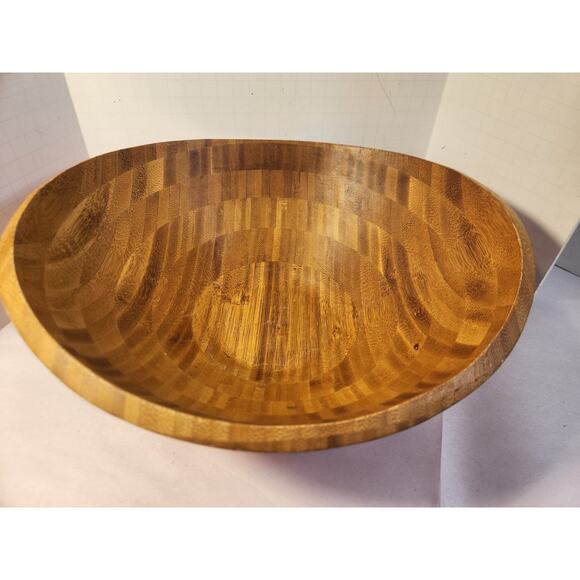 LARGE Island Natural Bamboo Salad Serving Bowl Red Bamboo Bowl - Picture 2 of 10